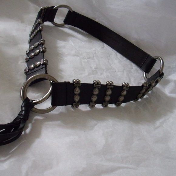 BLACK AND SILVER STRAPPY LEATHER BELT - Picture 12 of 15